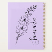 カスタム7月デルフィニウム誕生花の贈り物誕生 プランナー手帳 (裏面)