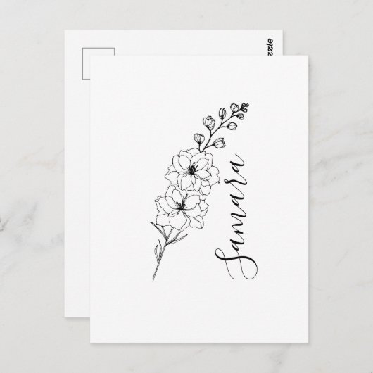 カスタム7月デルフィニウム誕生花の贈り物誕生 ポストカード (正面/裏面)