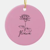 カスタム7月水ゆり誕生花の贈り物誕生 セラミックオーナメント (正面)