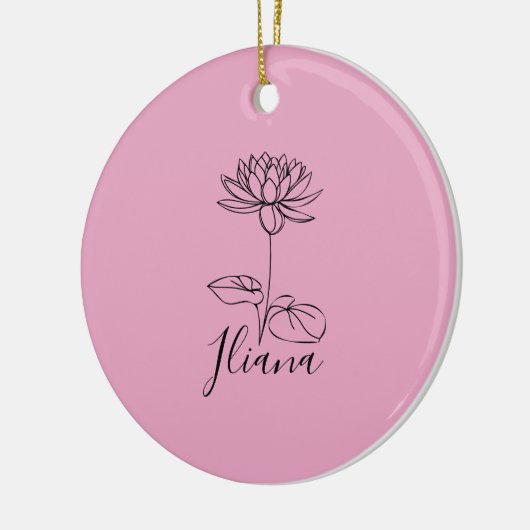 カスタム7月水ゆり誕生花の贈り物誕生 セラミックオーナメント (左)