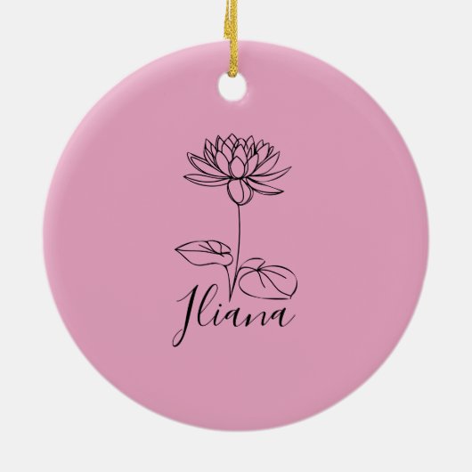 カスタム7月水ゆり誕生花の贈り物誕生 セラミックオーナメント (裏面)