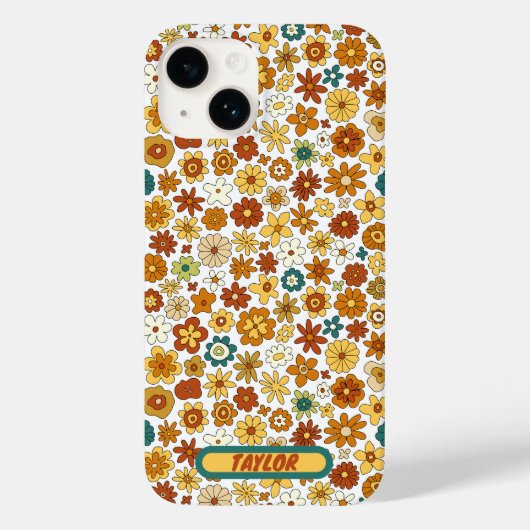 カスタム70sレトロフラワーGroovyパターン、Groovy Case-Mate iPhoneケース (裏面)