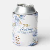 カスタム70th誕生日ブルー金ゴールド 缶クーラー (缶正面)