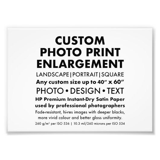 カスタム7"x5"横長写真の拡大プリント フォトプリント            (正面)