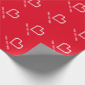 カスタム8ビット赤いピクセルハートコンピュータアイコンギフト ラッピングペーパー (角)