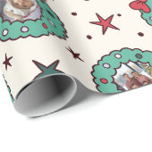 カスタム8フォトクリスマスラッピング紙ミント ラッピングペーパー (ロールコーナー)