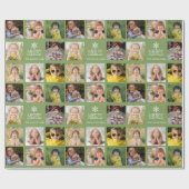 カスタム8フォトコラージアボカドグリーンクリスマス ラッピングペーパー (フラット)