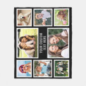 カスタム8フォトコラージブラック フリースブランケット (正面)