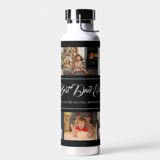 カスタム8フォトコラージュ最高のパパエバーウォーター瓶 ウォーターボトル (左面)