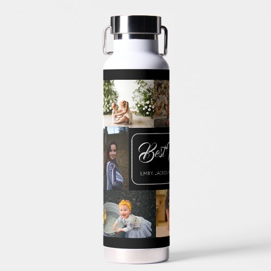 カスタム8フォトコラージュ最高のパパエバーウォーター瓶 ウォーターボトル (正面)