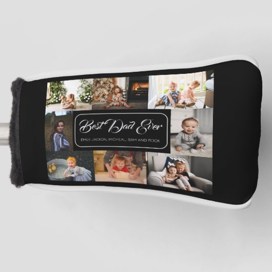 カスタム8フォトコラージュ最高のパパEver ゴルフヘッドカバー (正面)