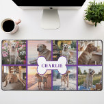 カスタム8フォトコラージュ犬の骨ペットパープル デスクマット<br><div class="desc">この紫の犬最高ののフォトデスクマットで毛皮の友人を紹介！紫色の背お洒落景、8枚の可愛らしい写真のコラージュ、愛犬の名前を冠したかわいい犬の骨を特徴とし、このデスクマットはワークスペースを明るくし保て、愛する仲間を近づけるための完璧な方法です。素材高品質と裏地を使わスリップまたは滑ることず、実用と実用の両方スタイリッシュのデスクマット。</div>