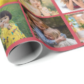 カスタム8写真クリスマスコラージュ赤緑 ラッピングペーパー (ロールコーナー)