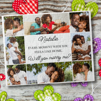 カスタム8写真コラージュ私の提案と結婚する ジグソーパズル