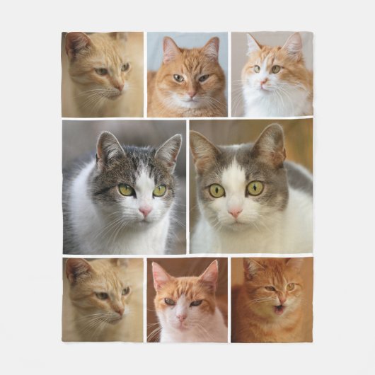 カスタム8写真パーソナライズされた フリースブランケット (正面)