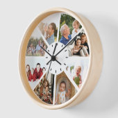 カスタム8写真家族お子様の祖父母ギフト 壁時計 (傾斜)