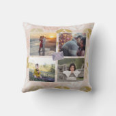 カスタム8写真/パステルピンクグリーンリーフラブハート クッション (裏面)