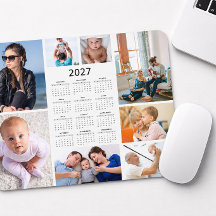 カスタム8枚フォトコラージュ 2027年カレンダー マウスパッド