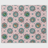 カスタム8枚フォトピンクのクリスマスラッピング紙 ラッピングペーパー (フラット)