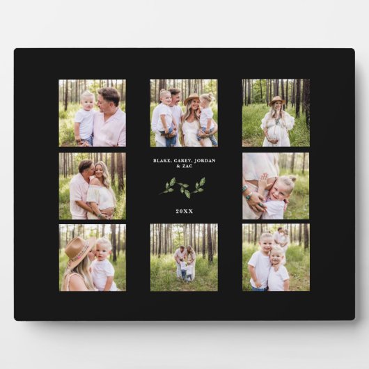 カスタム8枚フォトファミリーコラージブラックプラーク フォトプラーク (正面)