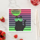 カスタム80のレトロブラックキャットスローバック スタンダードランチョンナプキン (インサイチュ)