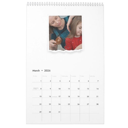 カスタム8 8枚フォトコラージュモダンフエレガントァミリ カレンダー (3月 2026)
