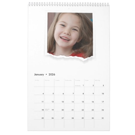 カスタム8 8枚フォトコラージュモダンフエレガントァミリ カレンダー (1月 2026)
