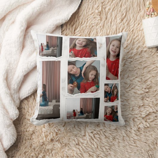 カスタム8 8枚フォトコラージュモダンフエレガントァミリ クッション (ブランケット)
