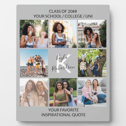 カスタム8 Photo Gridコラージュおよび引用文大学院 フォトプラーク (正面)