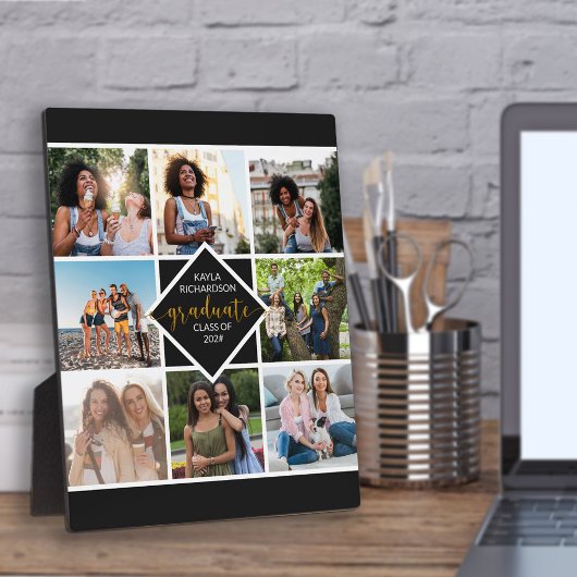 カスタム8 Photo Grid Collage金ゴールド卒業 フォトプラーク