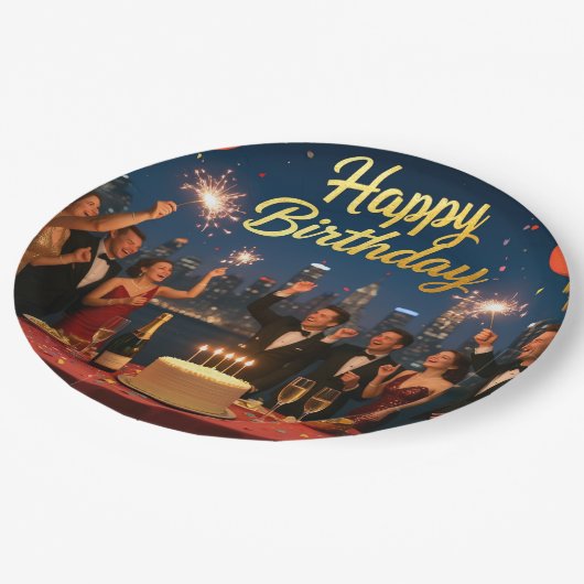 カスタム9インチラウンド誕生日ディナープレート ペーパープレート (アングル)