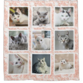 カスタム9スクウェア写真コラージュバラ金ゴールド大理石 シャワーカーテン (正面)