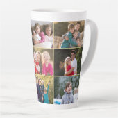 カスタム9パーソナライズされた写真丁合金ゴールドモノグラム カフェラテマグ (右アングル)