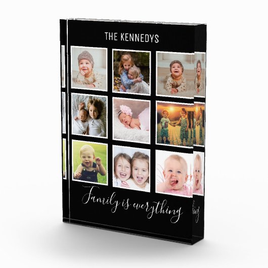 カスタム9フォトコラージュファミリー名ブラック フォトブロック (右)