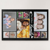 カスタム9フォトコラージュファミリー名1014 Pcs Black ジグソーパズル (横)