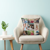 カスタム9フォトコラージュファミリー引用文ブラックウッド クッション (椅子)