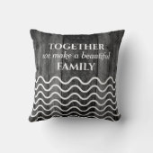 カスタム9フォトコラージュファミリー引用文ブラックウッド クッション (裏面)