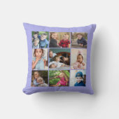 カスタム9フォトコラージュ家族Keepsake Periwinkle クッション (正面)