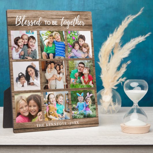 カスタム9フォトコラージュ賛美ファミリ引用文ウッド フォトプラーク (側面)
