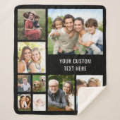 カスタム9フォトコラージュ黒 シェルパブランケット (正面)