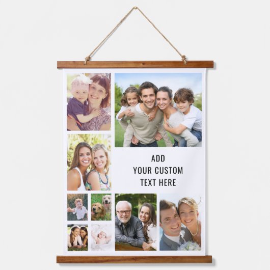 カスタム9フォトコラージュ 吊り下げ型タペストリー (正面)