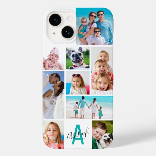 カスタム9フォトコラージュMonogramあなたの色の名前 Case-Mate iPhoneケース (裏面)