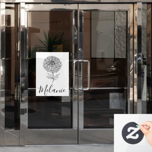 カスタム9月アスター誕生花の贈り物誕生 ウィンドウサイン (オフィスドア)