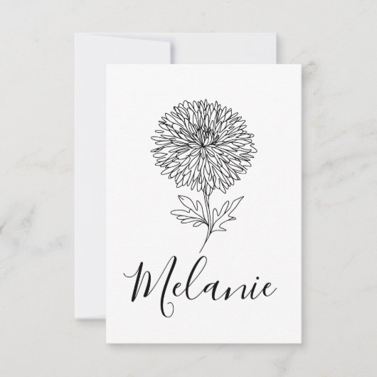 カスタム9月アスター誕生花の贈り物誕生 サンキューカード (正面)