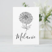 カスタム9月アスター誕生花の贈り物誕生 サンキューカード (スタンド正面)