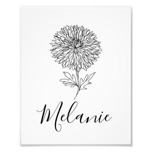 カスタム9月アスター誕生花の贈り物誕生 フォトプリント            (正面)