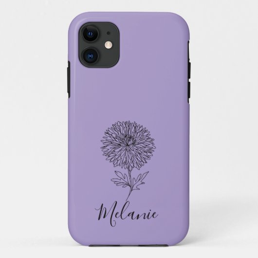 カスタム9月アスター誕生花の贈り物誕生 Case-Mate iPhoneケース (裏面)