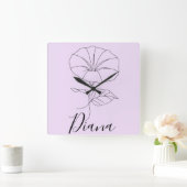 カスタム9月モーニンググローリー誕生フラワーギフト スクエア壁時計 (ホーム)