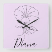 カスタム9月モーニンググローリー誕生フラワーギフト スクエア壁時計 (正面)