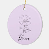 カスタム9月モーニンググローリー誕生フラワーギフト セラミックオーナメント (左)